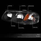 Pair of Black/Amber Side Turn Signal Lights for Chevy Impala (2000–2005)