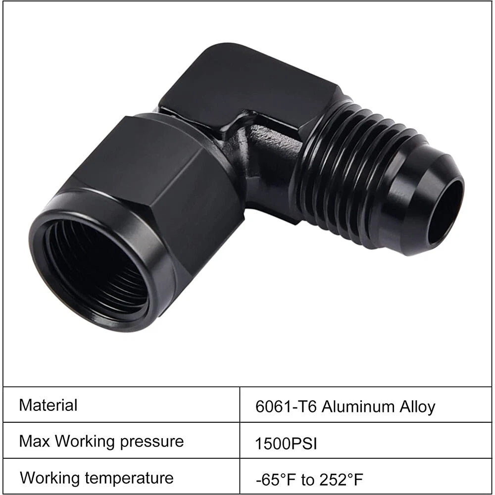 2X 6AN 8AN 10AN Female to Male Flare 90 Degree Swivel Fitting Adapter