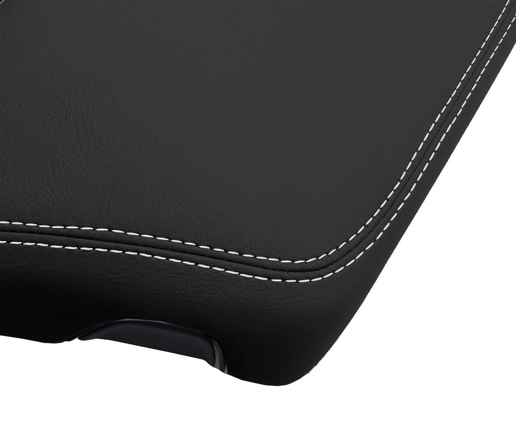 Leather Console Lid Armrest Cover for Dodge Challenger (2015–2020) White Stitch