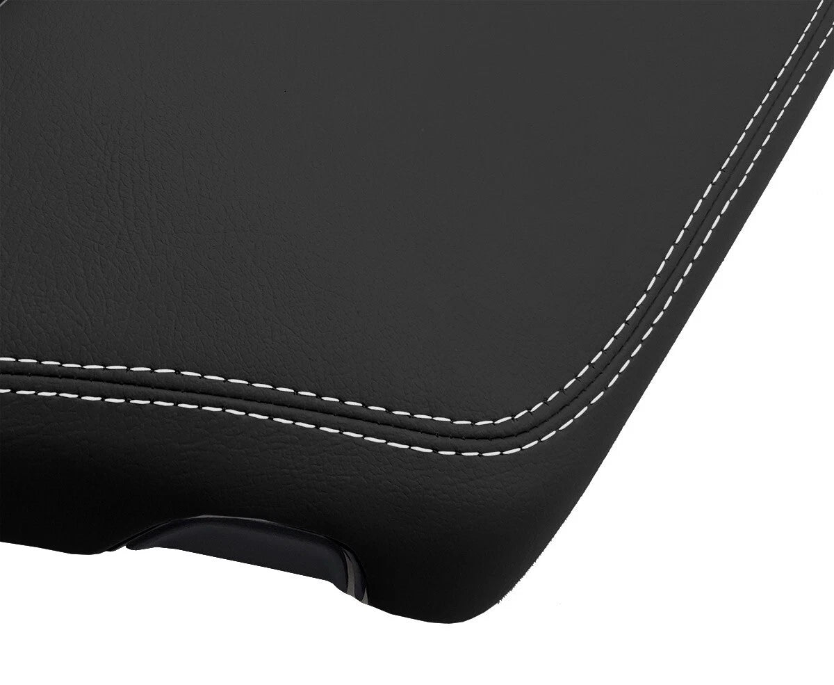 Leather Console Lid Armrest Cover for Dodge Challenger (2015–2020) White Stitch