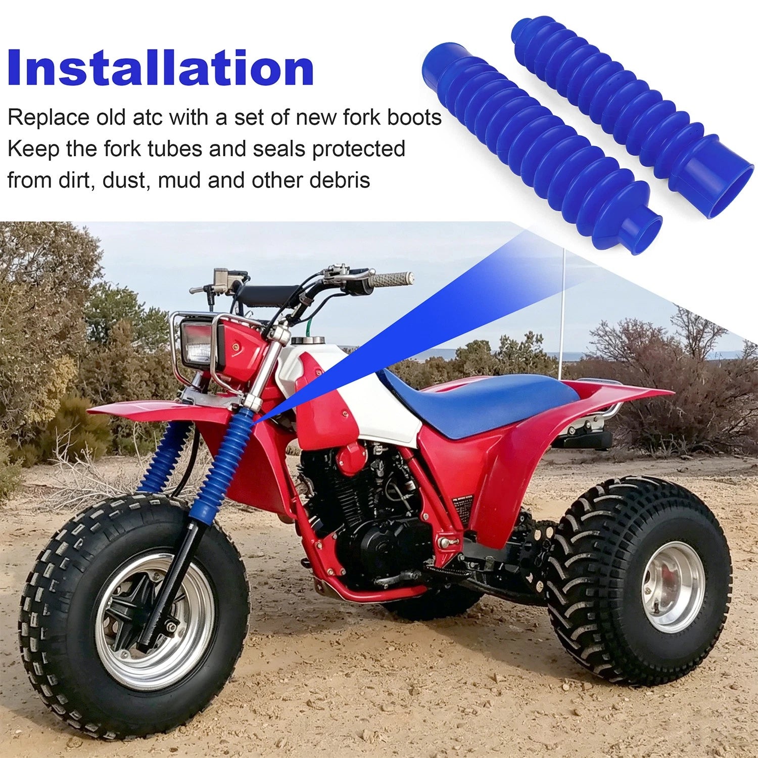 Universal Fork Boots for Honda ATC 200X (1983–1987) Blue