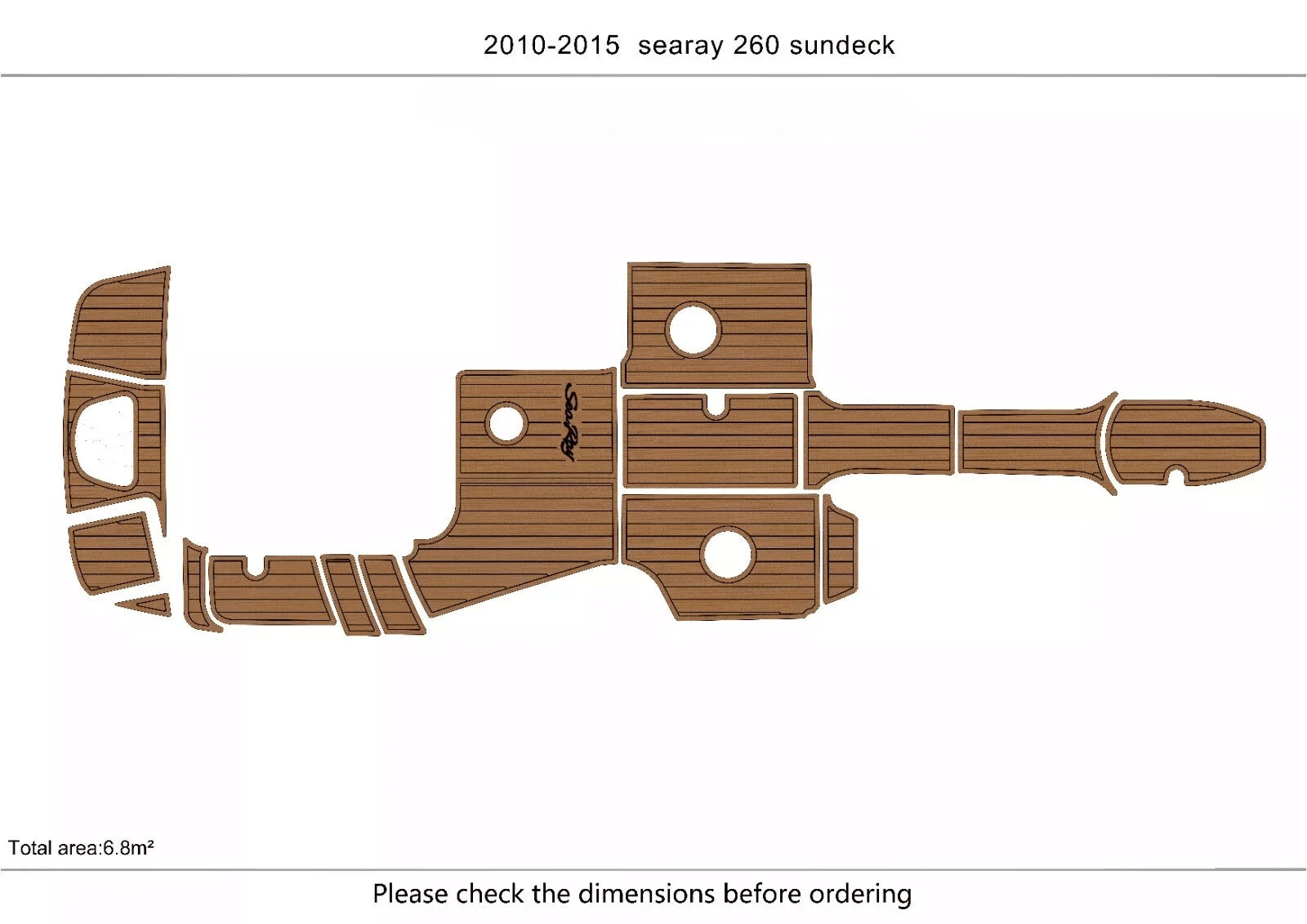 Swim Platform EVA Pads for Sea Ray Sundeck 260 (2012) - Foam Teak Deck Flooring