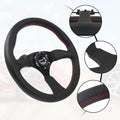 14" Black Leather Steering Wheel with Hub Adapter for Ford Mustang (1984–2004)
