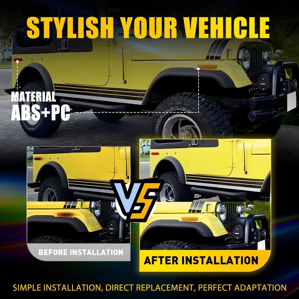Set of 4 Side Marker Lights for Jeep CJ5 CJ7 CJ6 (1972–1980)