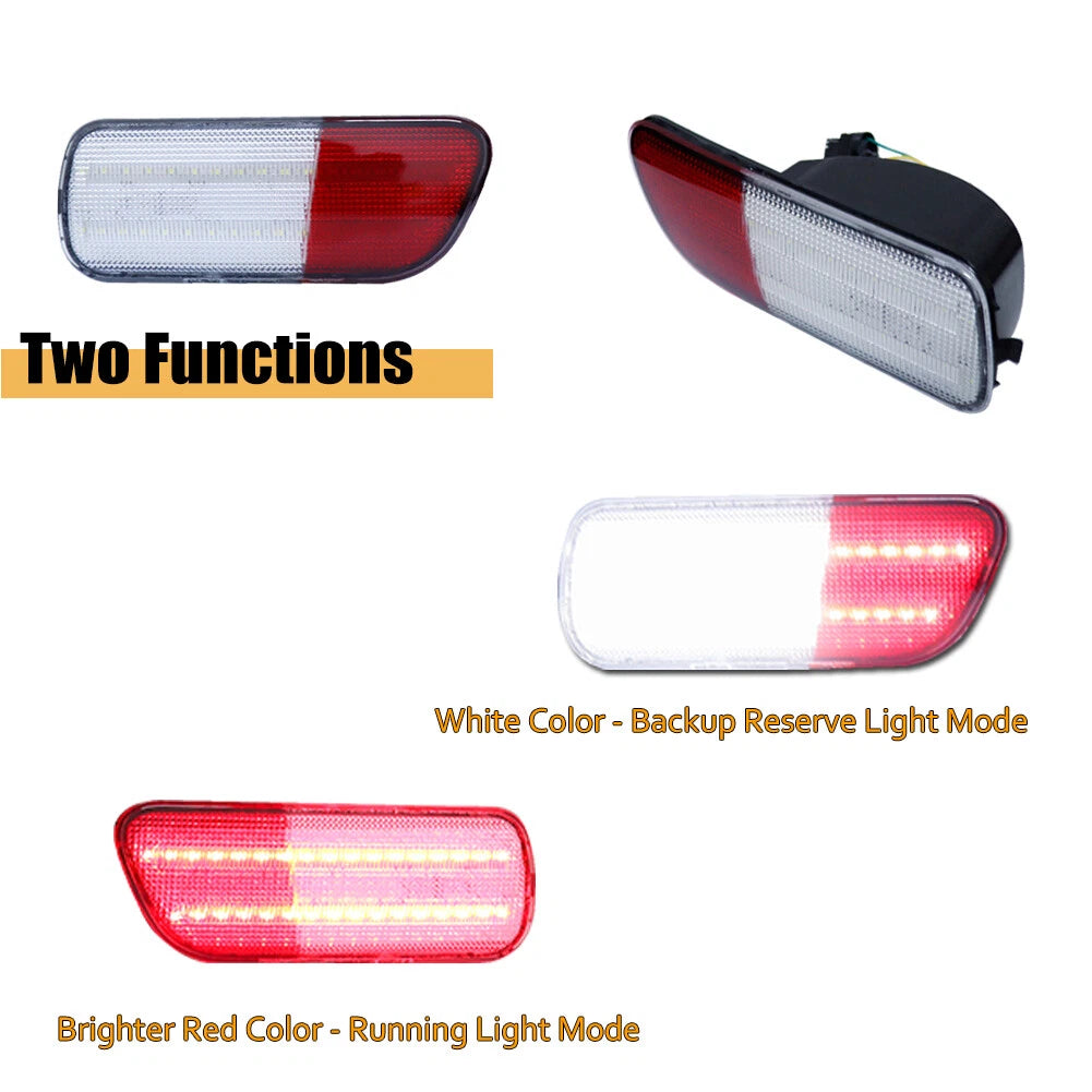 2X White/Red Backup Tail and Brake Lights for Chrysler PT Cruiser (2006–2010)