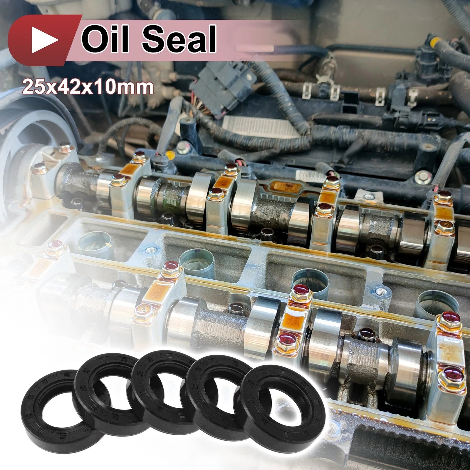 Set of 5 Rotary Shaft Oil Seals for Various Models (25x42x10mm)