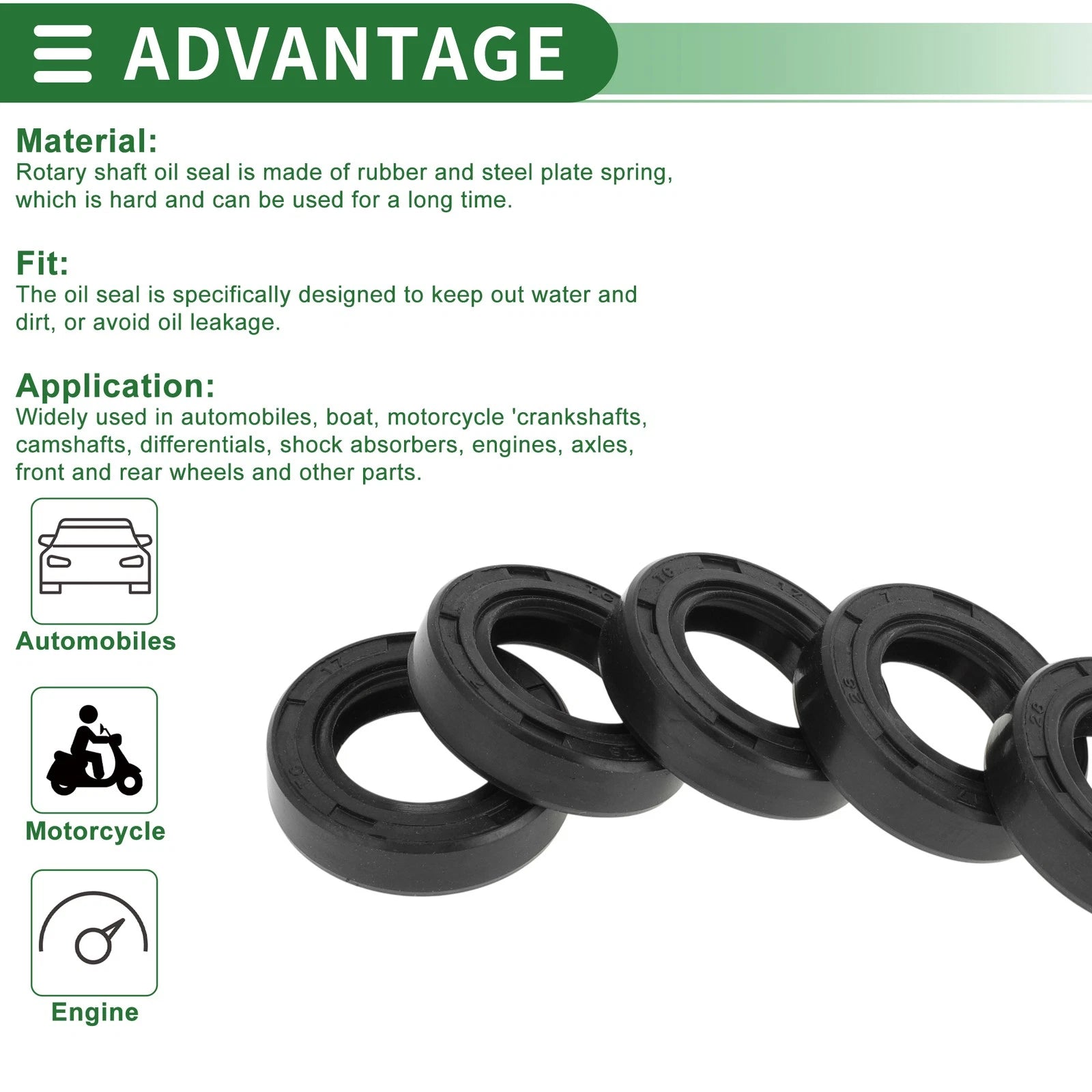 Set of 5 Oil Seal Rotary Shaft Seal NBR Rubber 17x28x7mm