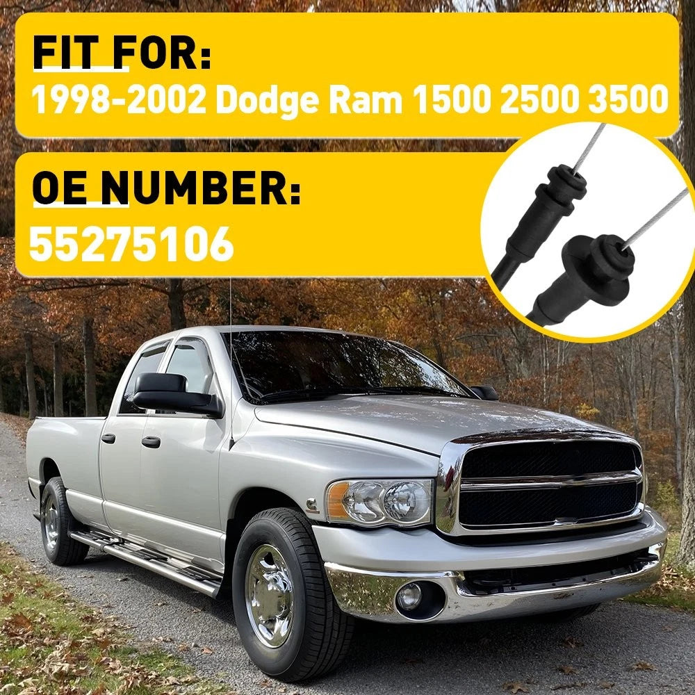 Pair Rear Door Latch Release Cable for Dodge Ram 1500 2500 3500 (1998–2002)