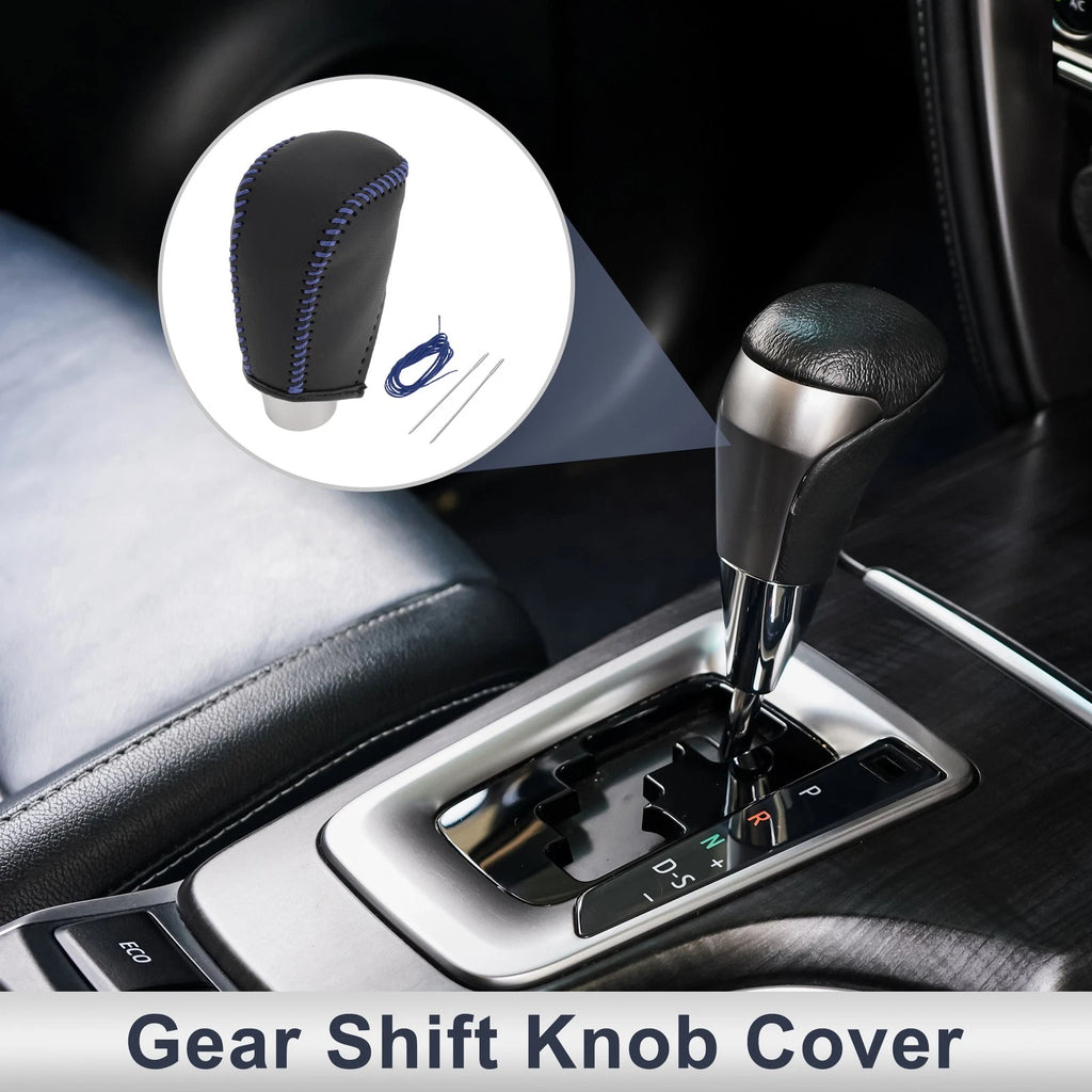 Gear Shift Knob Cover for Toyota Corolla (2009–2013) Black Blue Faux Leather