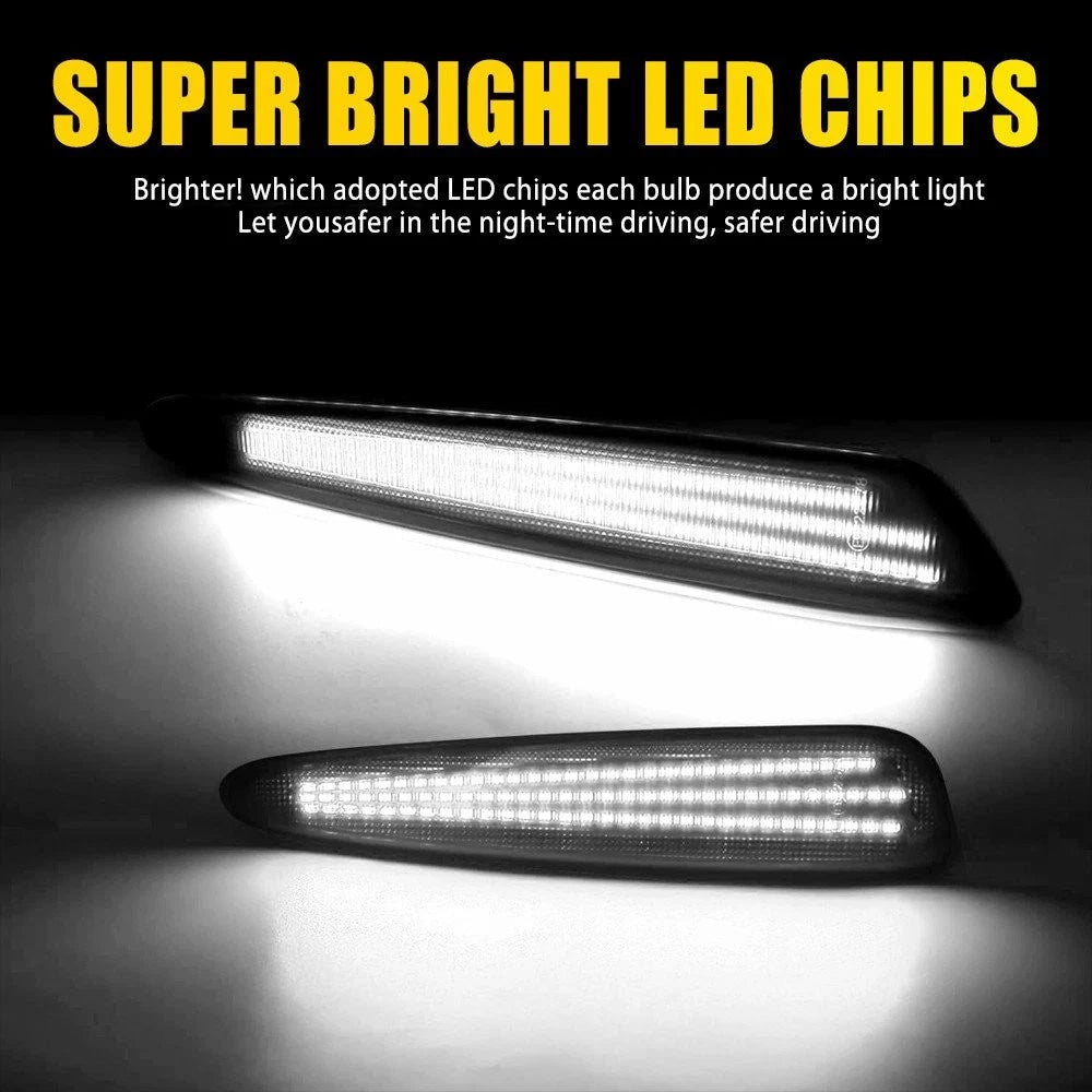LED Side Marker Light Kit for Chevy Corvette C6 (2005–2013) Front Rear White Smoked