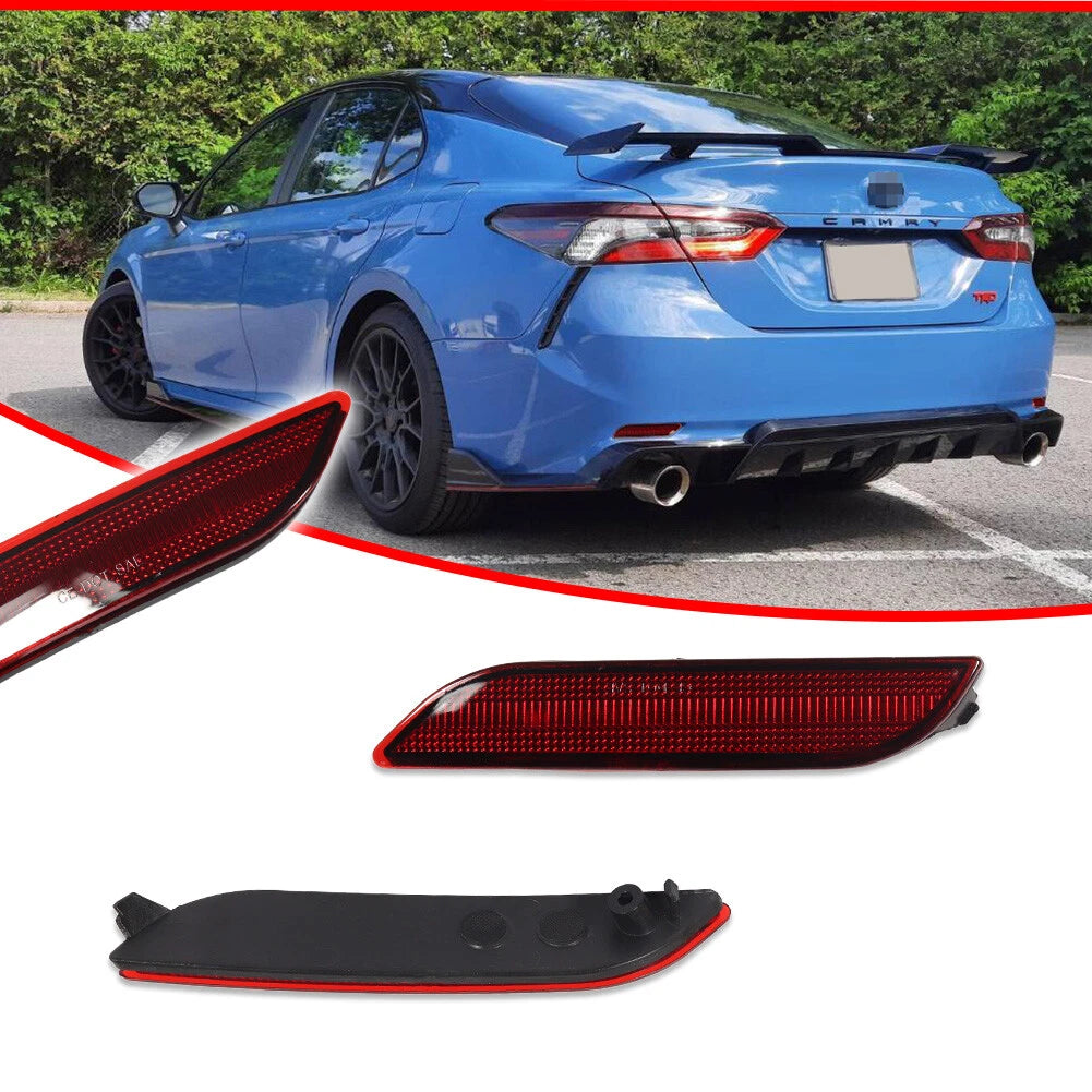 2X Red Lens Rear Bumper Bar Reflector Lights for Toyota Camry (2018–2023)