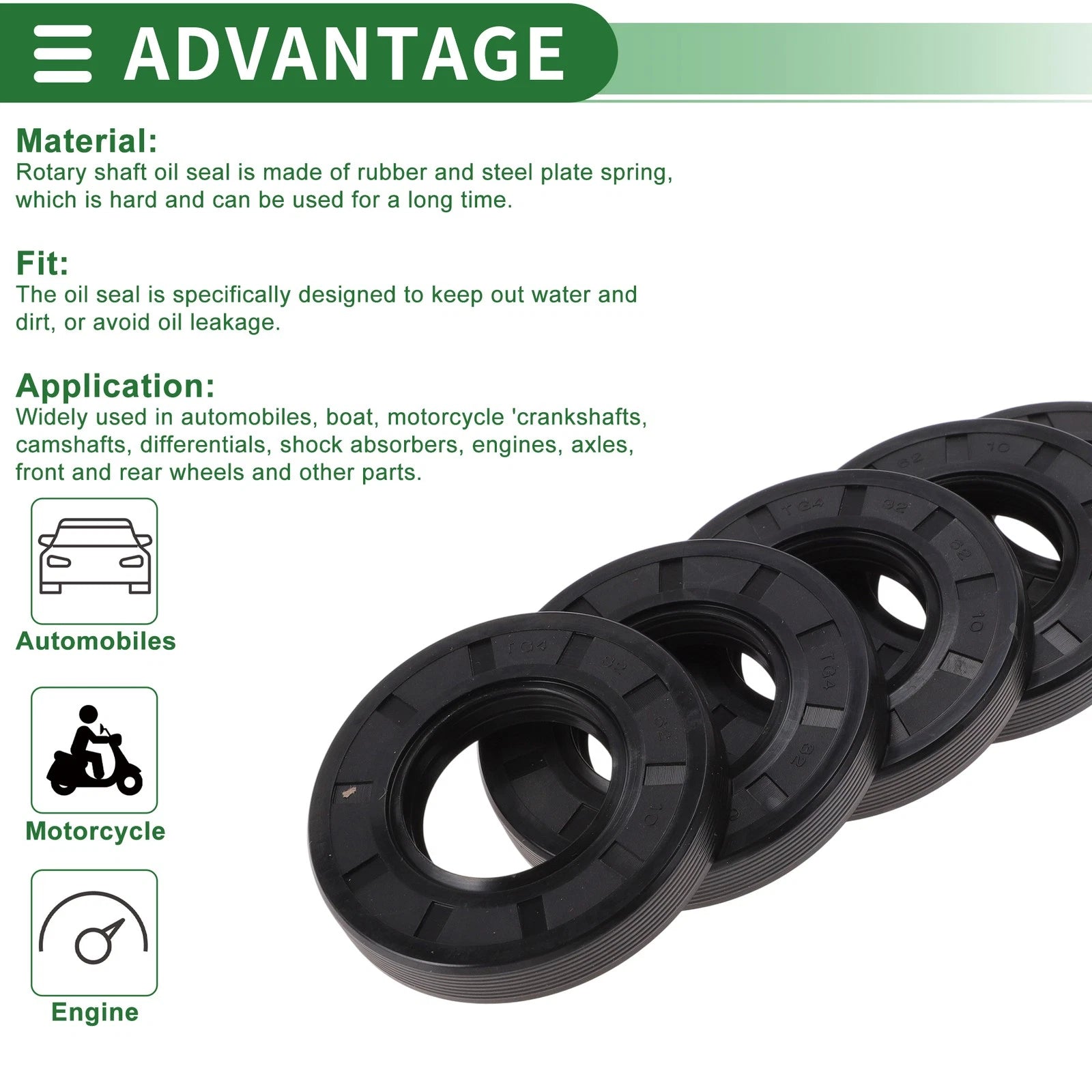 Set of 5 Oil Seals NBR Rubber 32x62x10mm for Various Models 