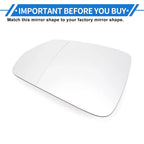 Heated Mirror Glass Replacement Left Passenger Side for BMW X1