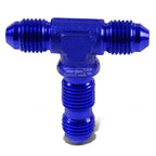 3AN AN-3 Male to Female Bulkhead Flare Tee Fitting for Fuel/Oil - Blue Anodized