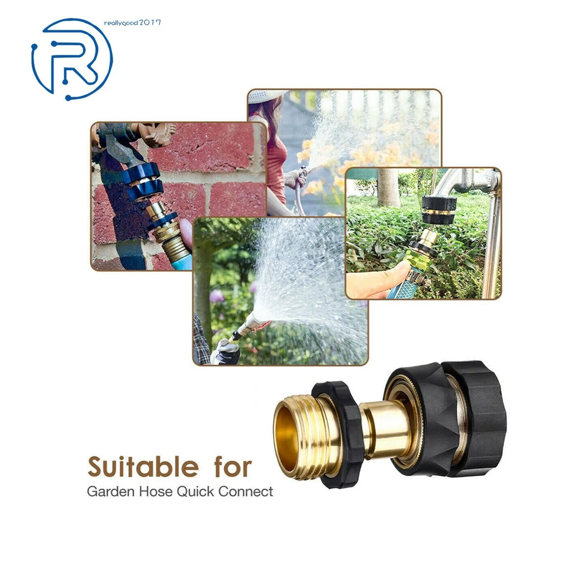 Set of 8 Quick Connect Brass Hose Connectors for Garden Hose (3/4")