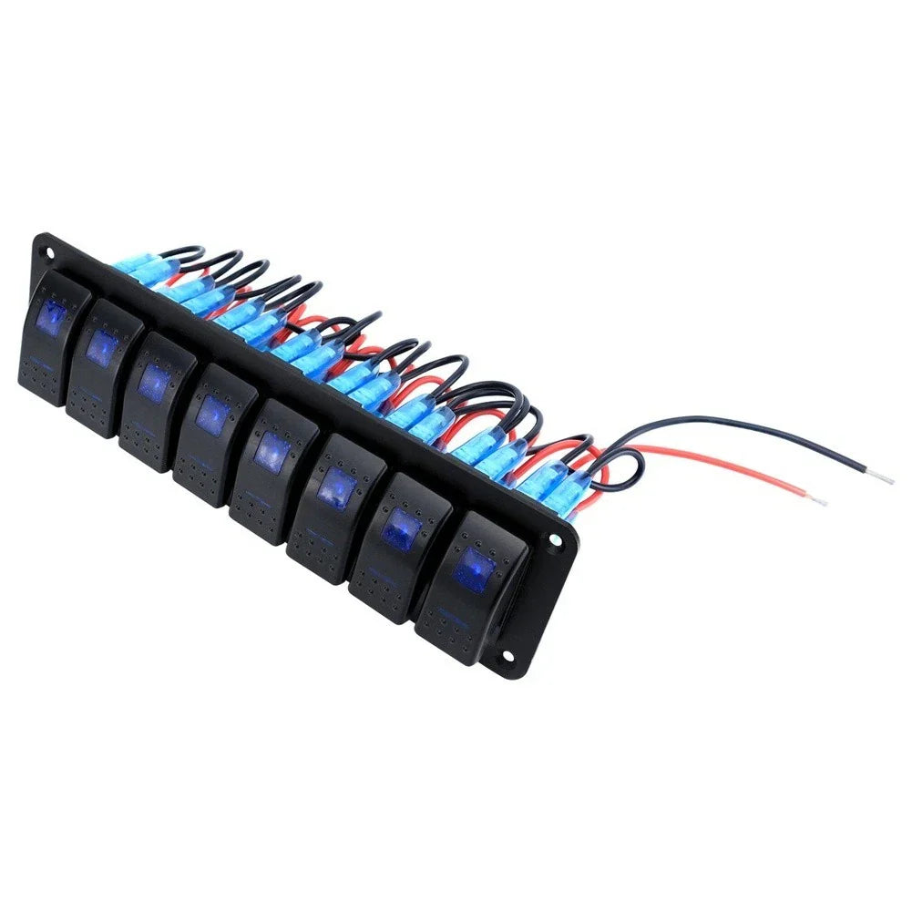 Switch Panel / Blue LED Rocker 2–8 Position / Marine Car Boat RV