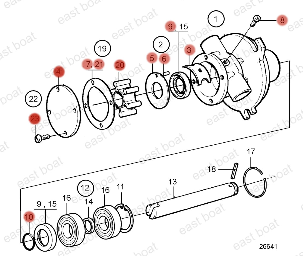 Water Pump Repair Kit for Volvo Penta Marine Diesel MD5A MD6B MD7 MD11C MD11D