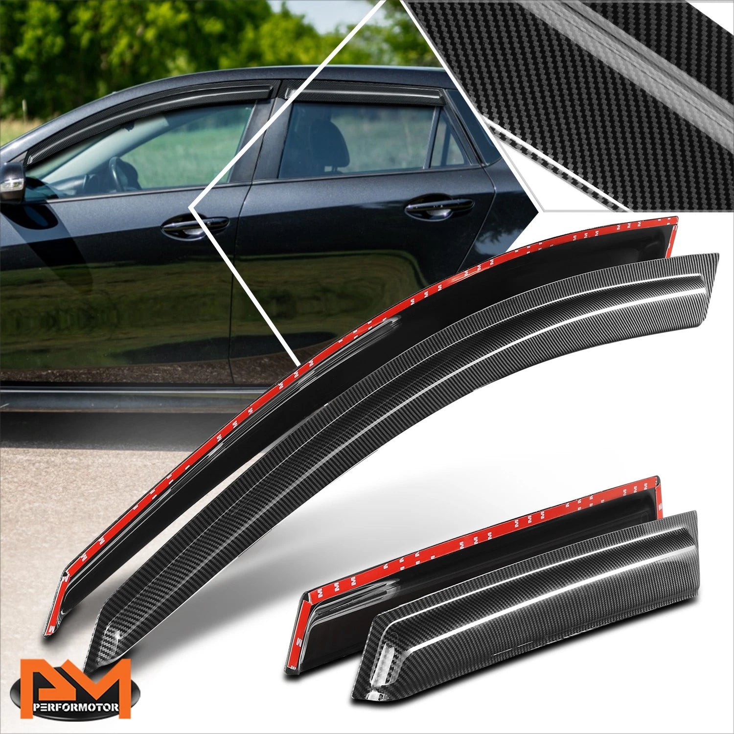 Set of 4 Tape-on Window Visors for Mazda 3 Hatchback (2010–2013)