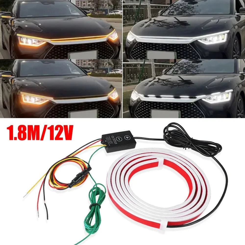 Dynamic Amber Turn Signal LED Hood Light Strip for Ram 1500 2500 3500 (2019–2023)