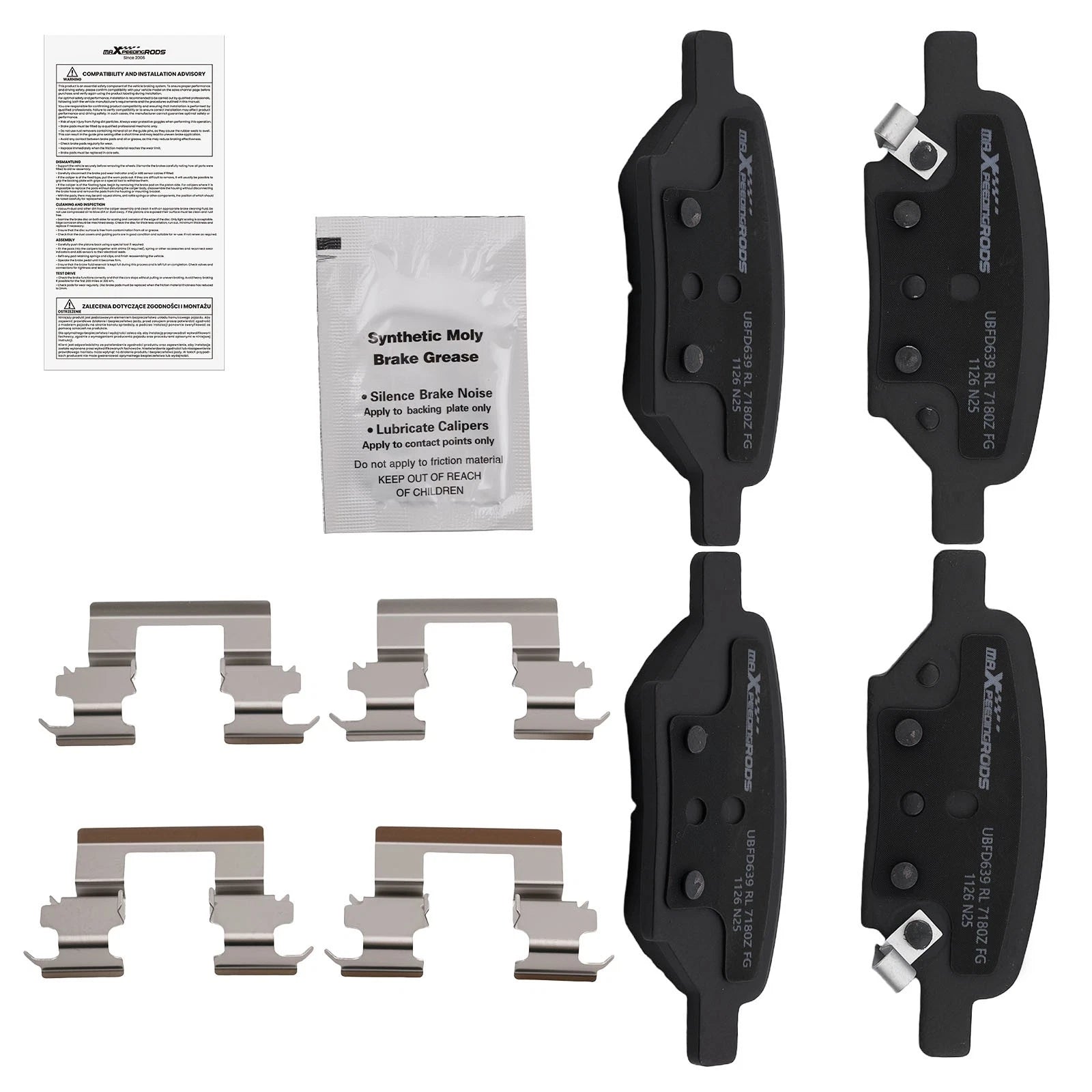 Set of 4 Rear Ceramic Brake Pads for Pontiac G5 G6 Pursuit/Saturn Aura Ion D1033