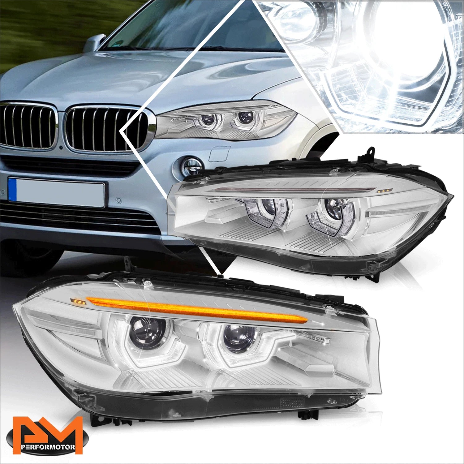 Projector Headlight LED for BMW X5 X6 (2014–2019) AFS HID Chrome