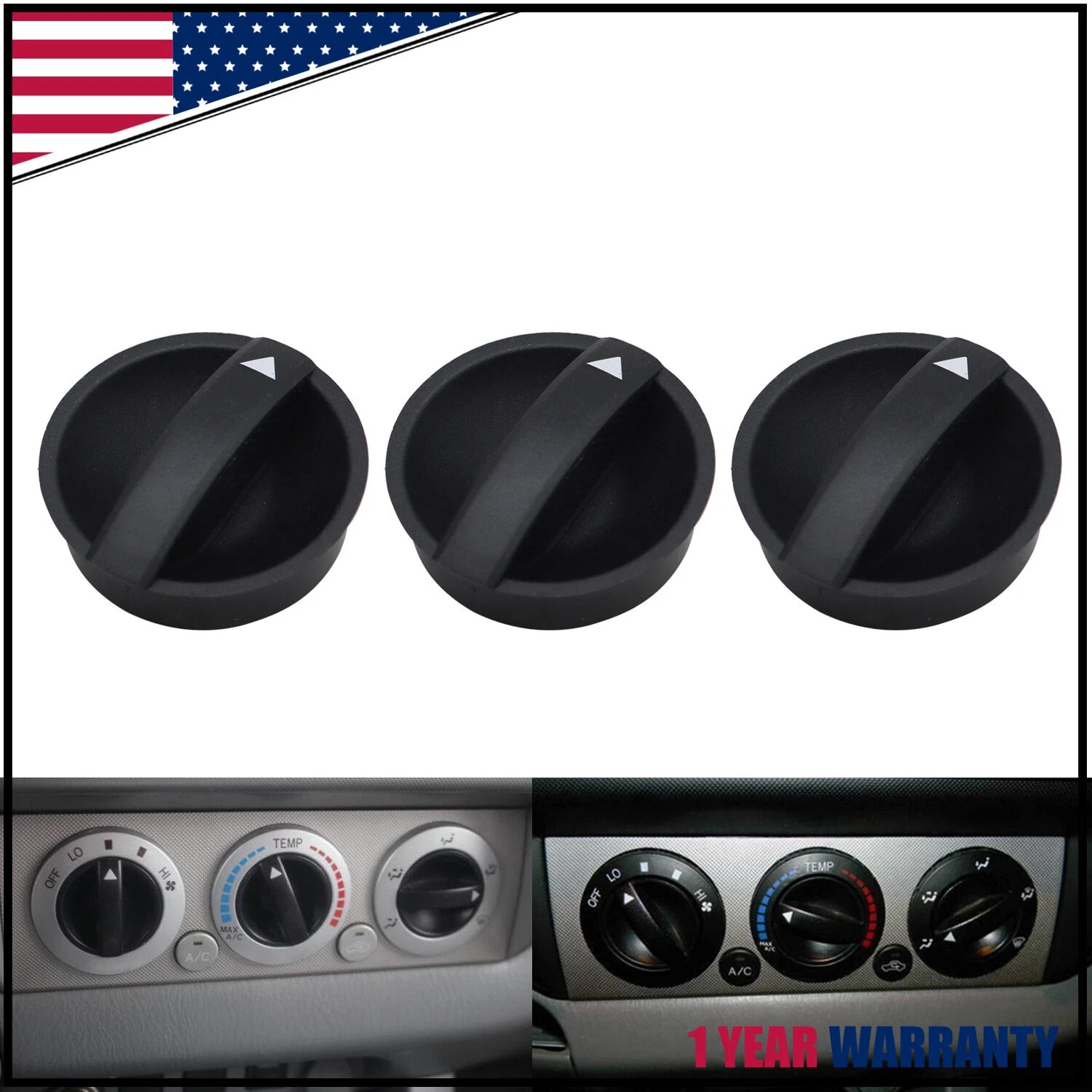 3Pcs Switch Knob Heater Climate Control Button A/C for Toyota Tacoma (2005–2011)