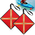 2X Safety Flags for Kayaking Boats Trucks with Reflective Strip 32x32 cm