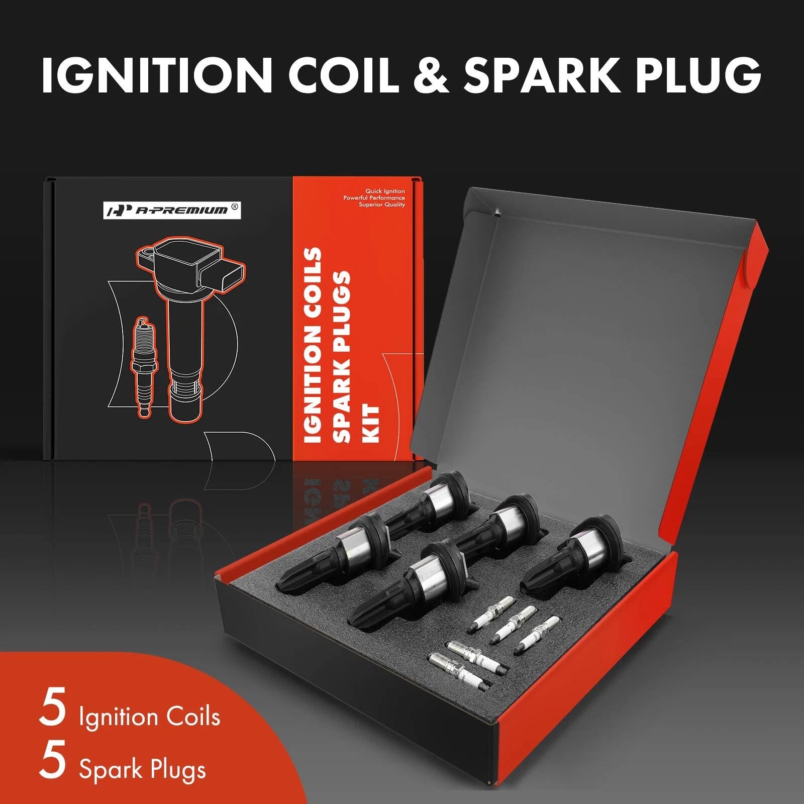 Set of 5 Ignition Coils & 5 Iridium Spark Plugs for Chevy Colorado (2004–2006)