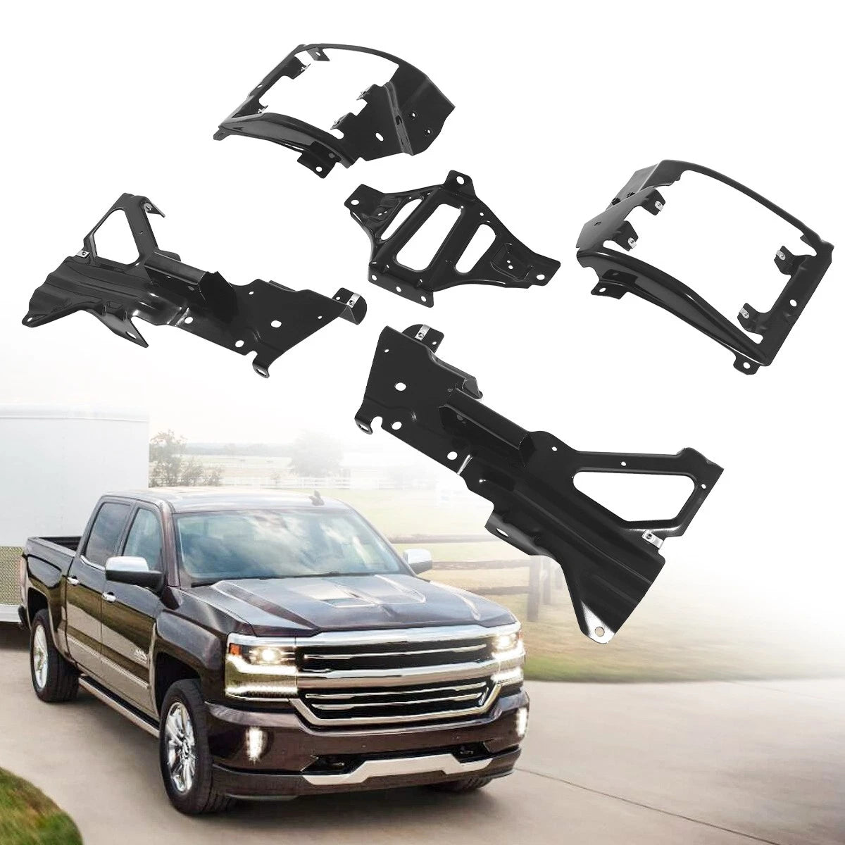 Front Bumper Support & Mount Bracket Set for Chevrolet Silverado 1500 (2016–2018)
