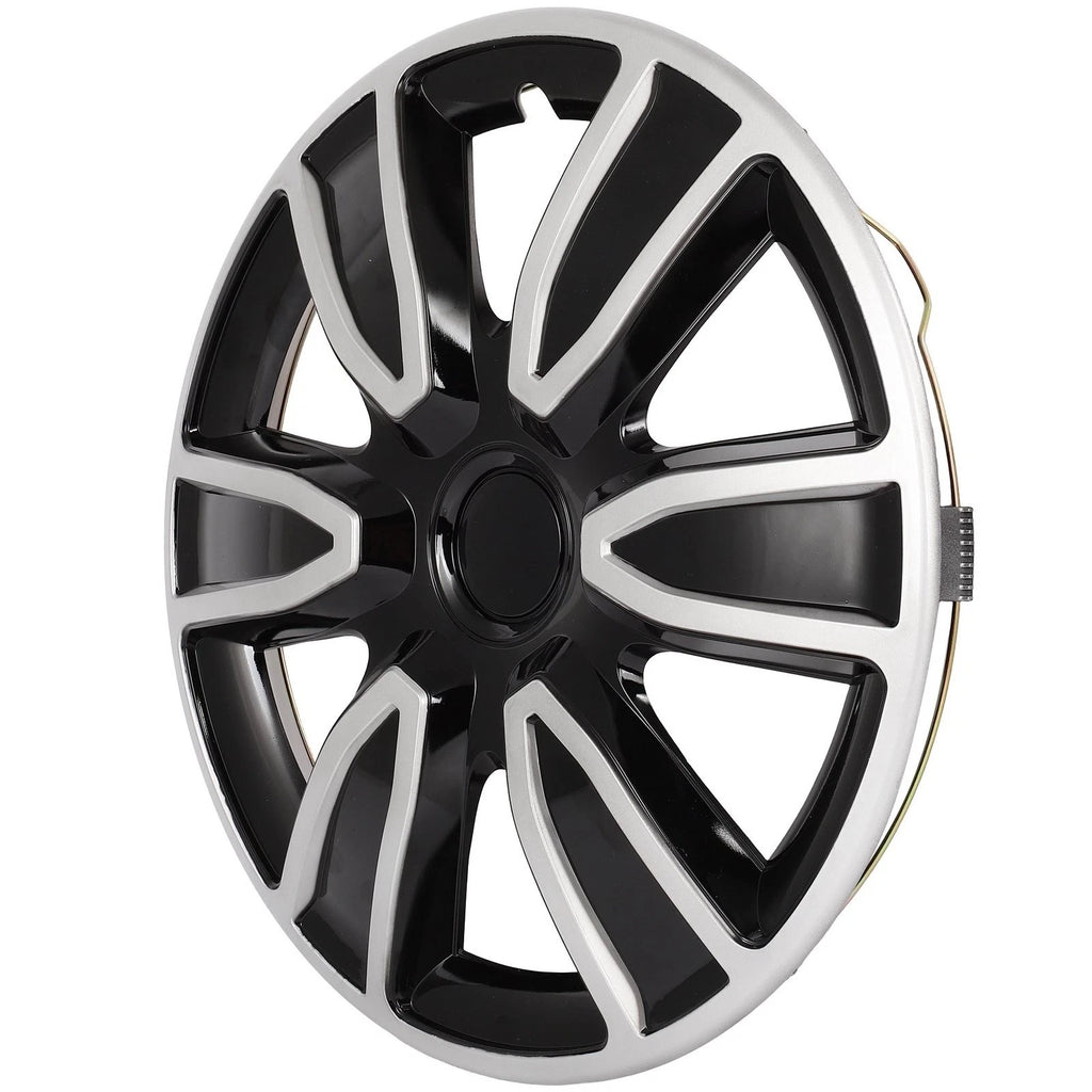Set of 4 Wheel Hub Caps for R15 Tire (15" Inch) Black & White