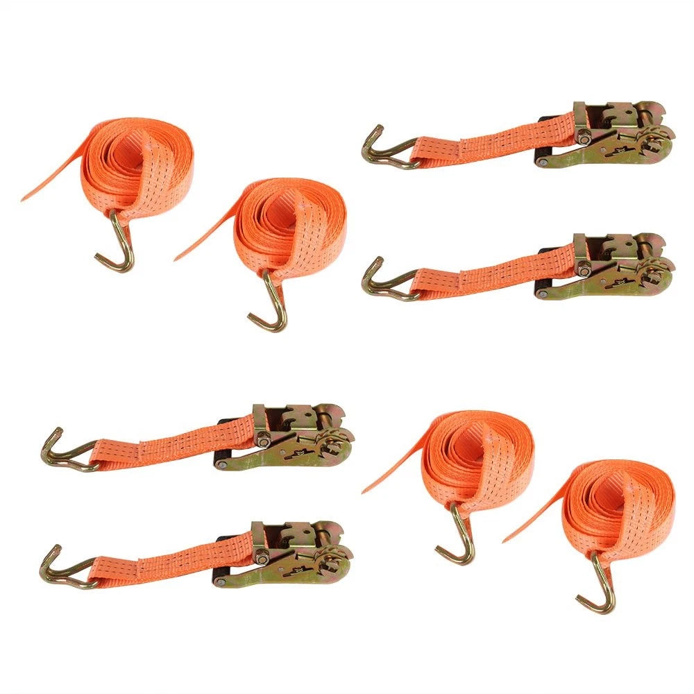 Set of 4 Heavy Duty 1.5" x 15' Ratchet Straps J Hook 4000 lb Tie Downs