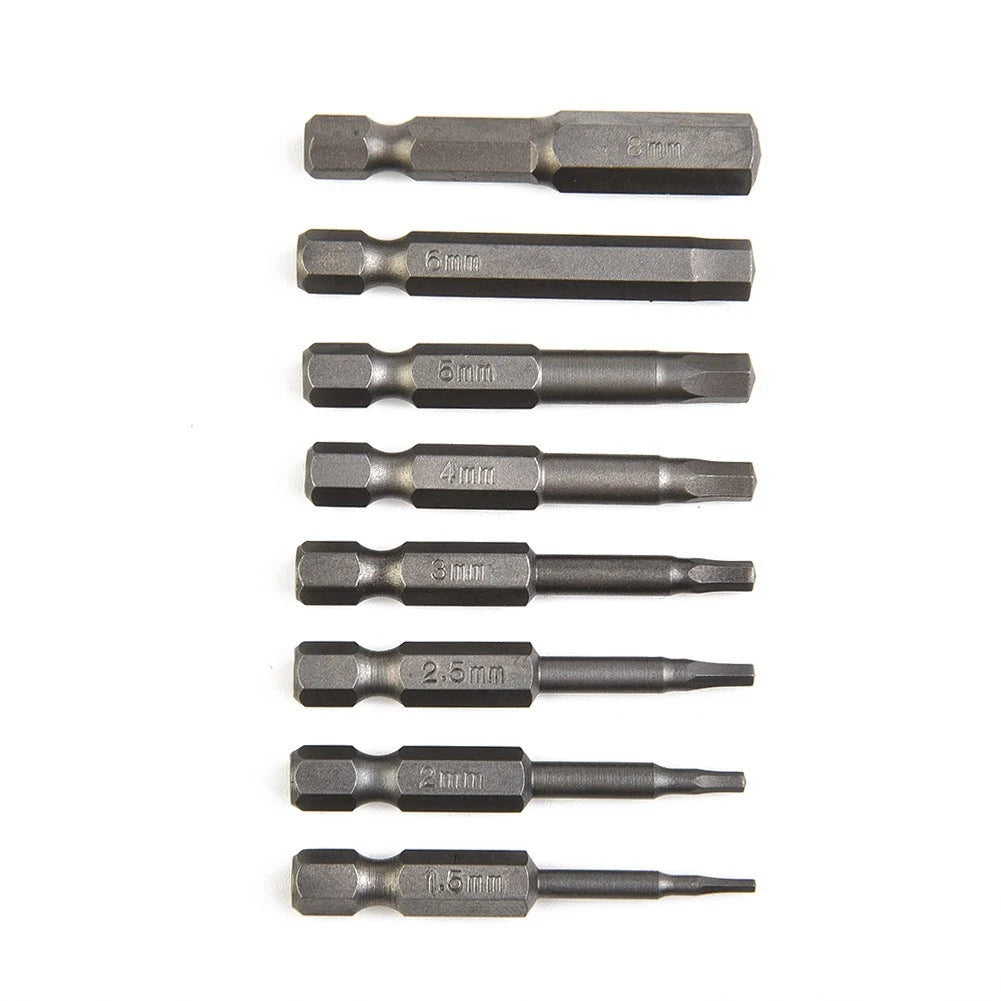 Set of 8 Magnetic Hex Screwdriver Bits H1.5-H8 for 1/4in Shank