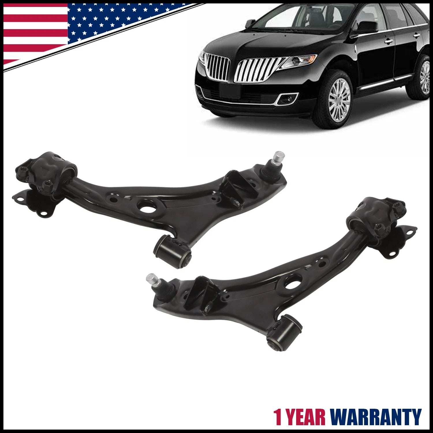 Set of 2 Front Lower Control Arms with Ball Joint for Ford Edge Lincoln MKX (2007–2014)