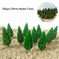 100Pcs 78MM Pine Trees for Train Railroad Landscape Decor