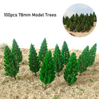 100Pcs 78MM Pine Trees for Train Railroad Landscape Decor