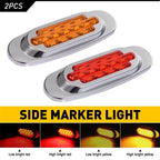 Set of 2 Universal 12V Side Marker LED Lights - Amber Red Bullet Lamp