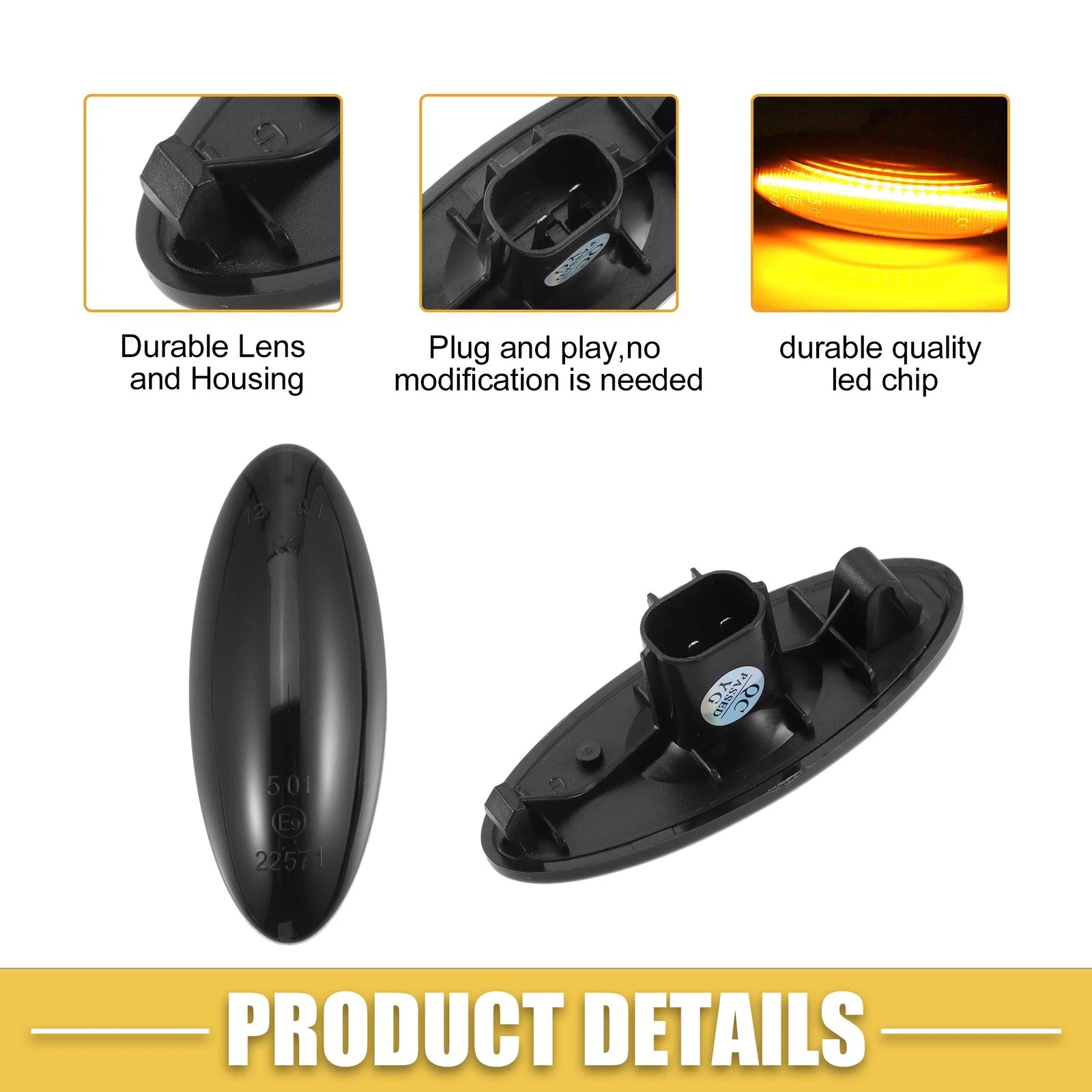 Pair Front LED Side Marker Lights for Toyota Yaris (2010–2020) 81730-02