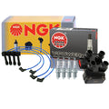 Set of 4 NGK DIS Ignition Coil Wires & V-Power Spark Plugs for Ford 2.0 L4