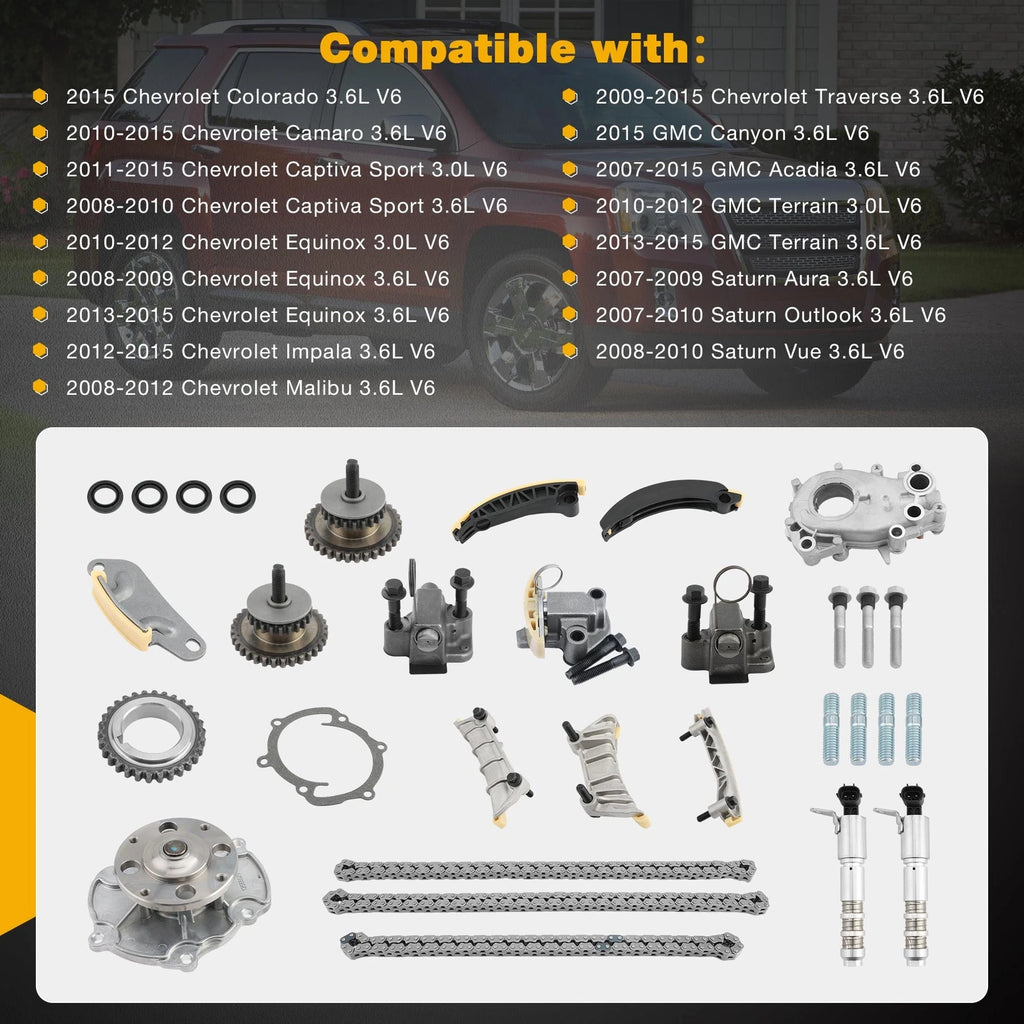 Timing Chain and Water Pump Kit for Chevy Colorado Camaro GMC Acadia (2007-2015)