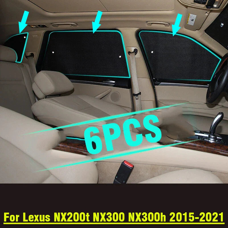 Six Side Window SunShade 6 pcs for Lexus NX200t NX300 NX300h (2015–2021)