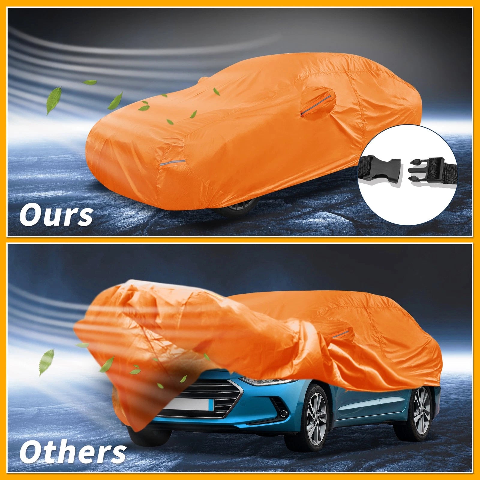 Waterproof Car Cover for Hyundai Elantra (210D-PU, Orange)