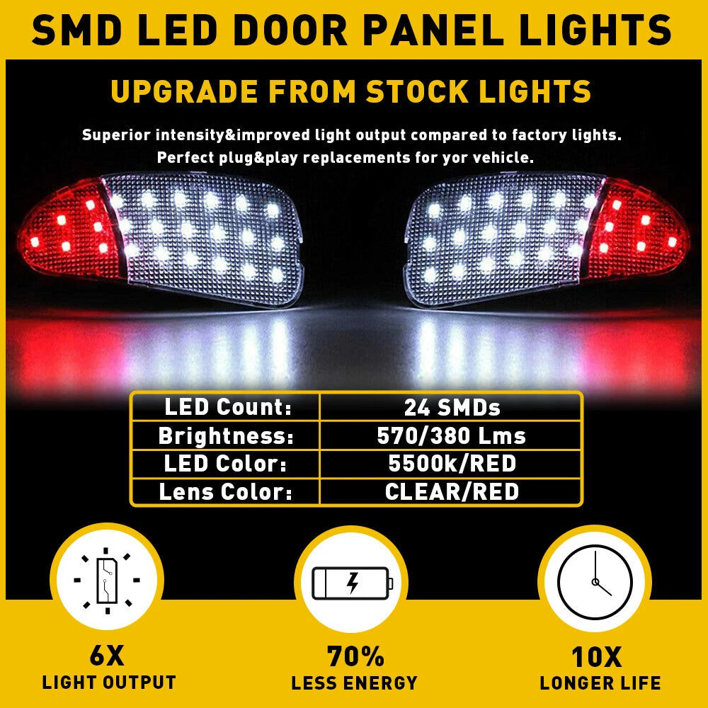 2X LED Interior Door Panel Courtesy Lights for Ford F150 F250 (1997â2003)