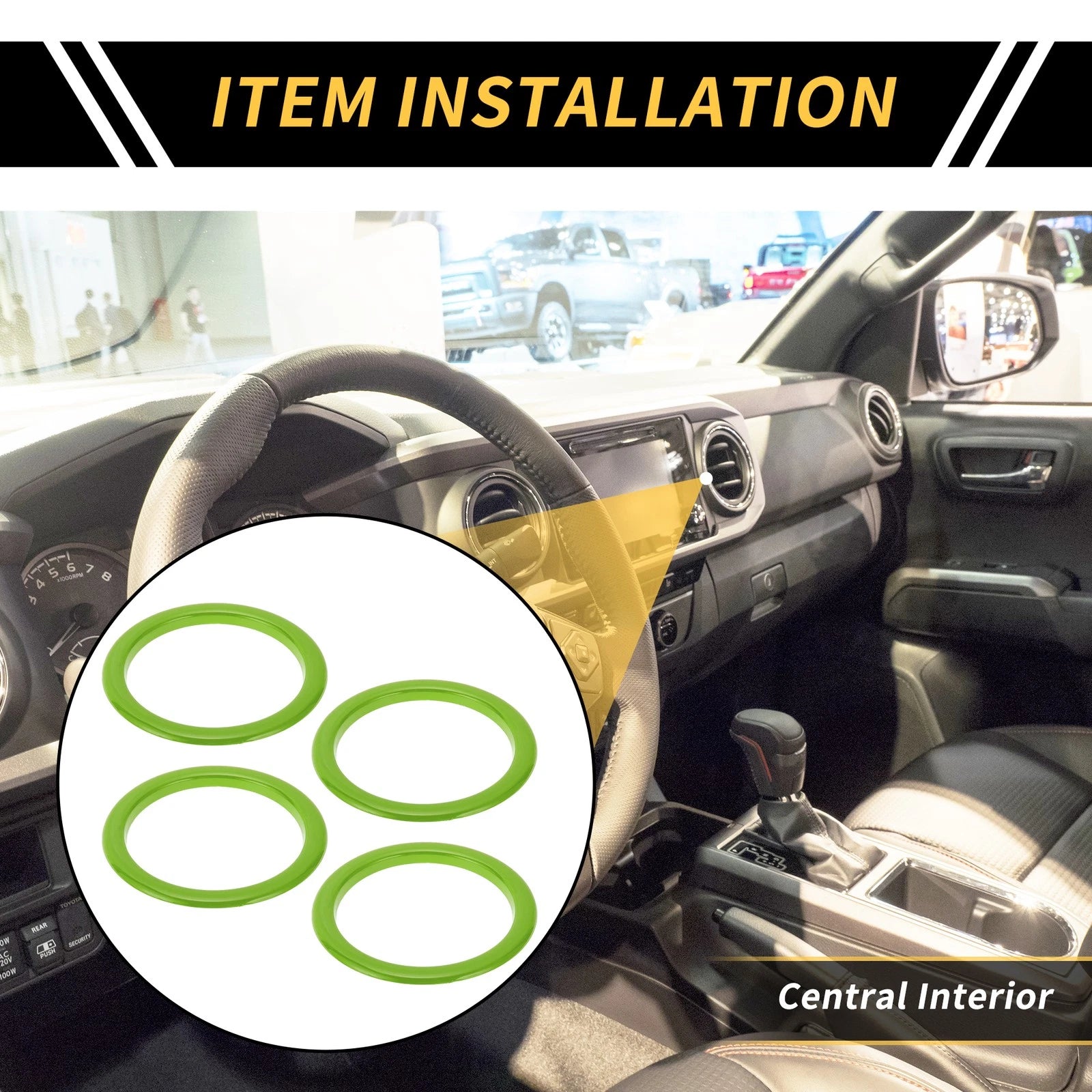 Set of 4 AC Vent Dashboard Decoration Rings for Toyota Tundra (2014–2021) Green