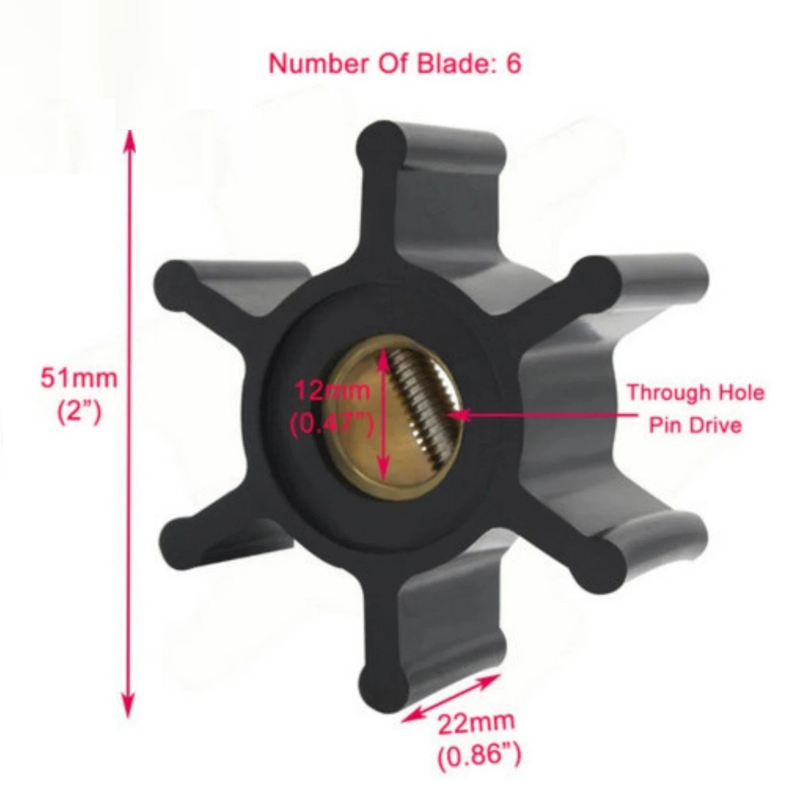 Sea Water Pump Impeller for Yanmar 2YM15 3YM20 3YM27A 3YM30 (1990–2023)