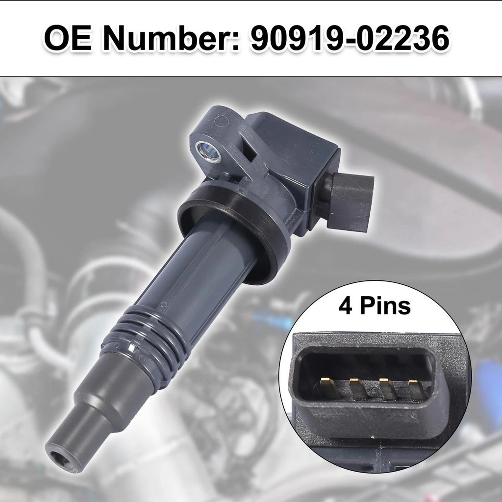 Set of 4 Ignition Coils for Toyota Matrix Corolla Solara (2003–2008) 90919-02236