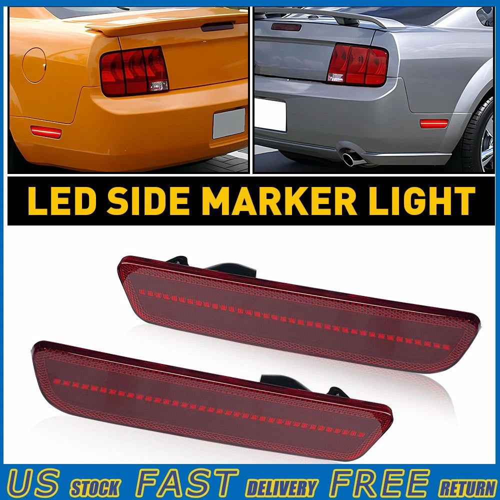 Set of 2 Rear Red Signal LED Side Marker Lights for Ford Mustang (2005–2009)