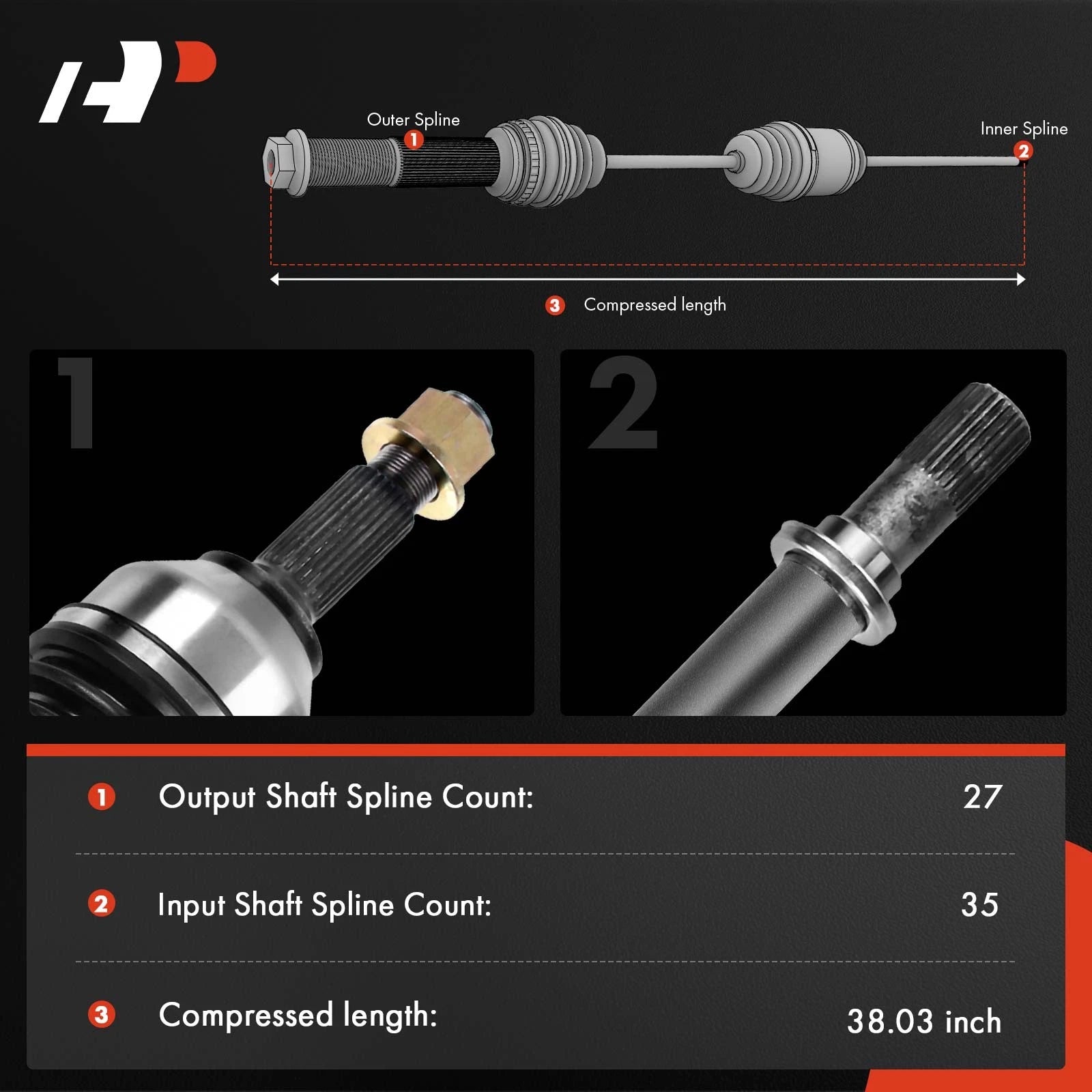 Front Passenger Side CV Axle Assembly for Ford C-Max (2013-2018)