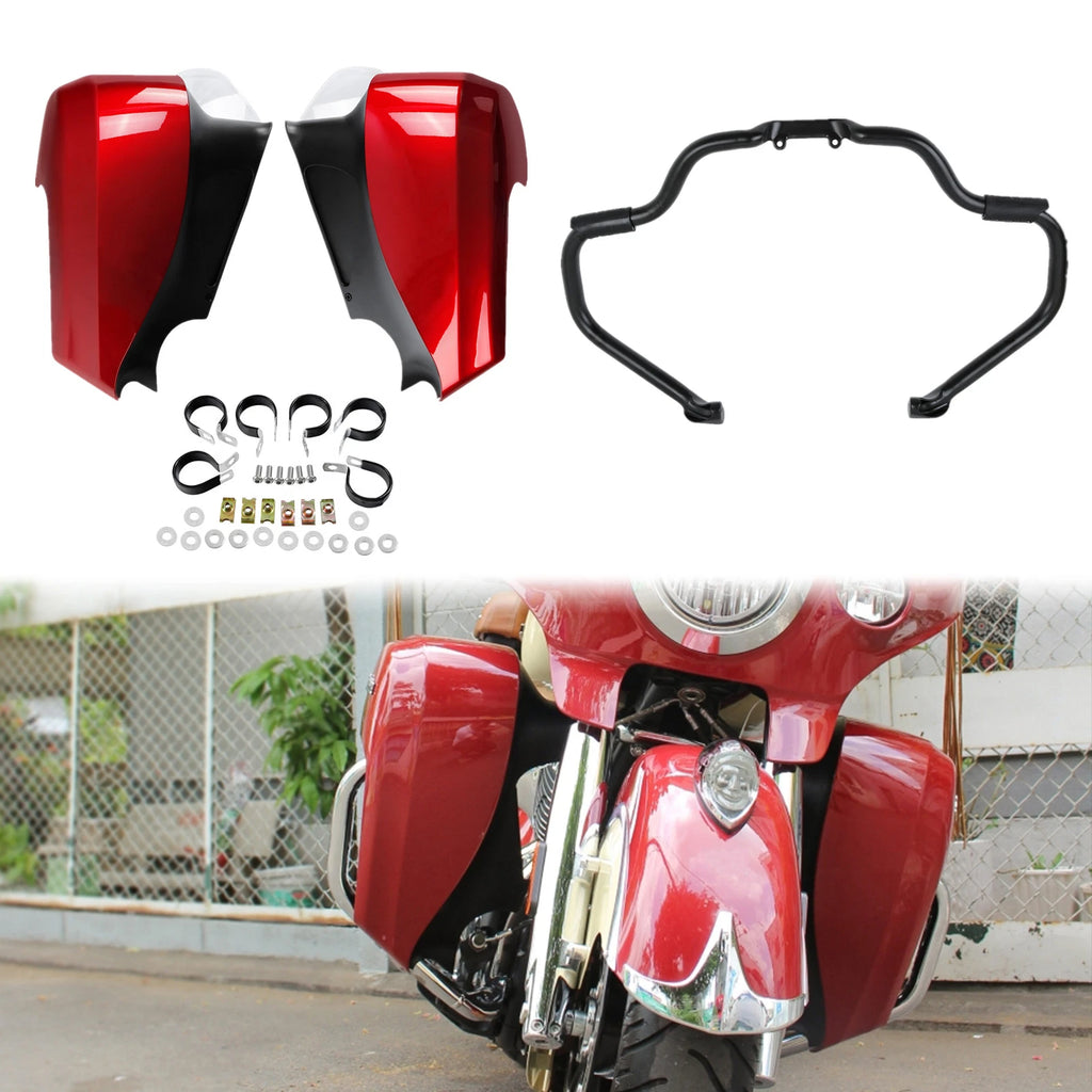 Engine Guard Bar & Red Lower Vented Fairings for Indian Springfield (2016–2018)