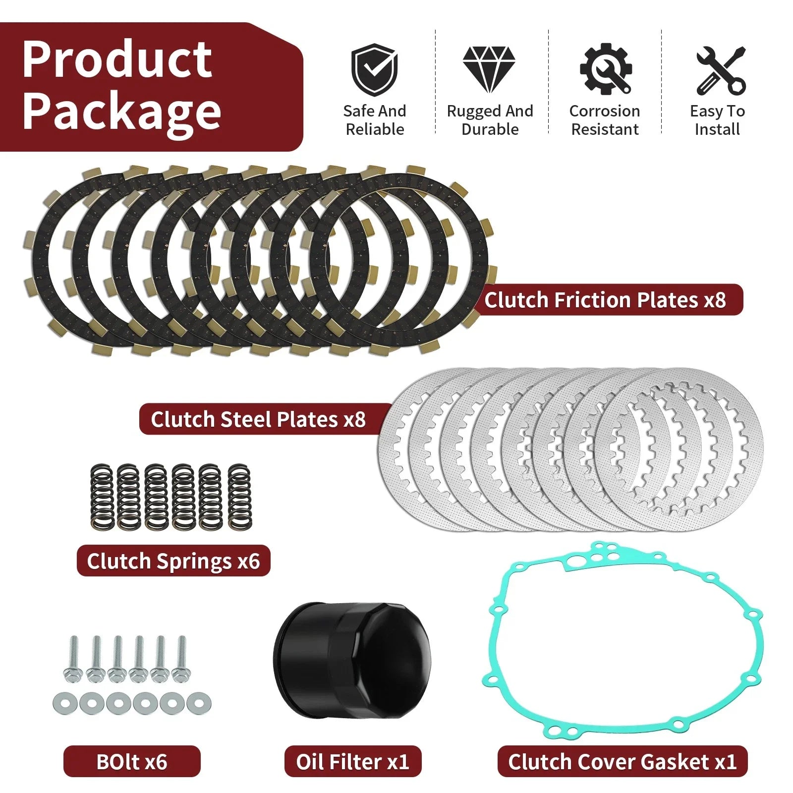 Complete Clutch Kit Heavy Duty Springs W/ Gasket for Yamaha YZF-R6 (2003–2005)