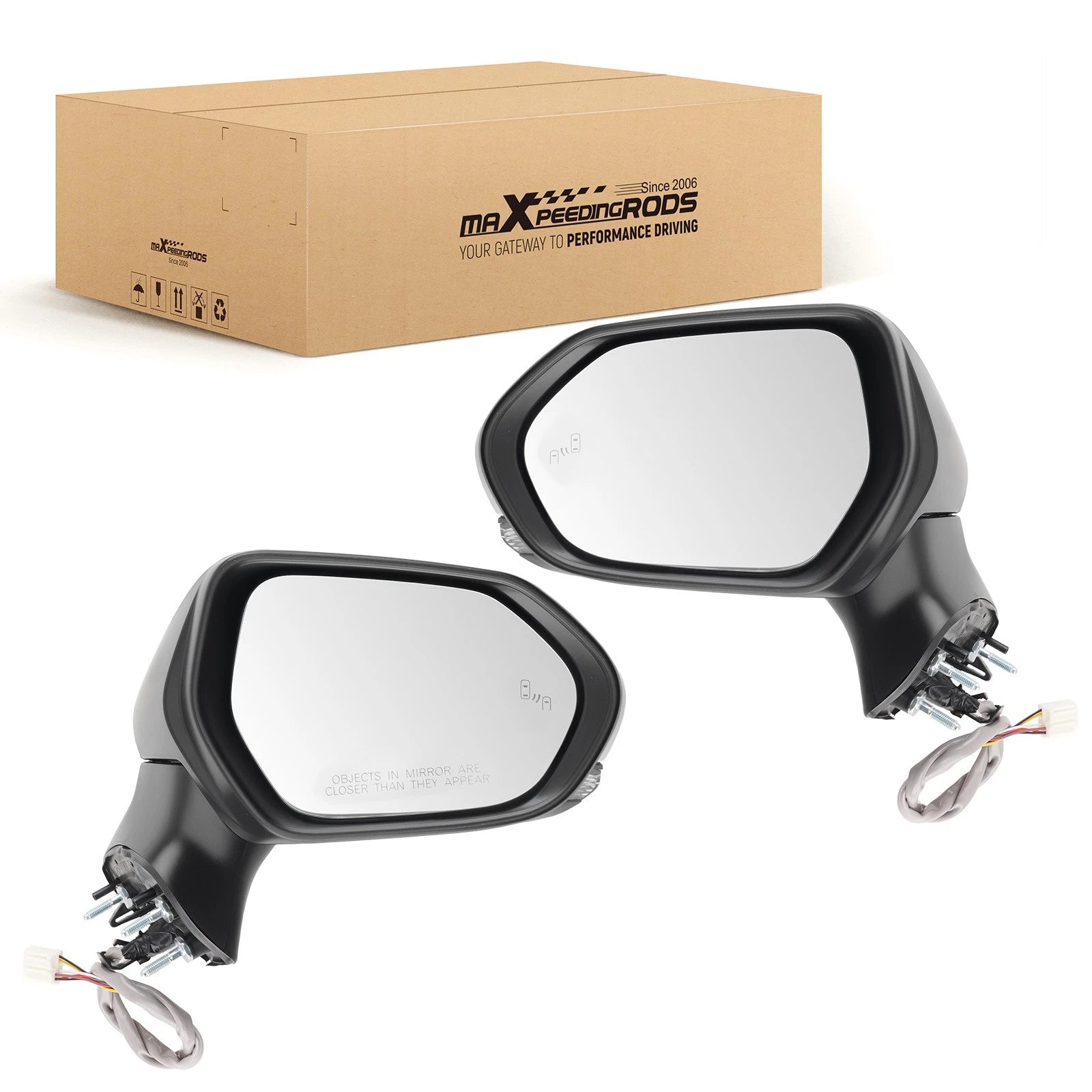 Heated Power Side Mirrors for Toyota Camry SE (2018–2024) White Signal Pair